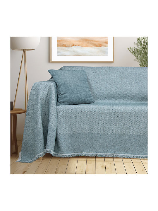 Lino Home Mirages Ριχτάρι Τριθέσιου Καναπέ Chenille 180x300εκ. Petrol