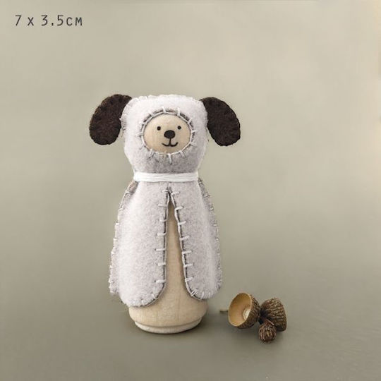 Synchronia Dekorativ Hund aus Holz 7x3x3.5cm 1Stück