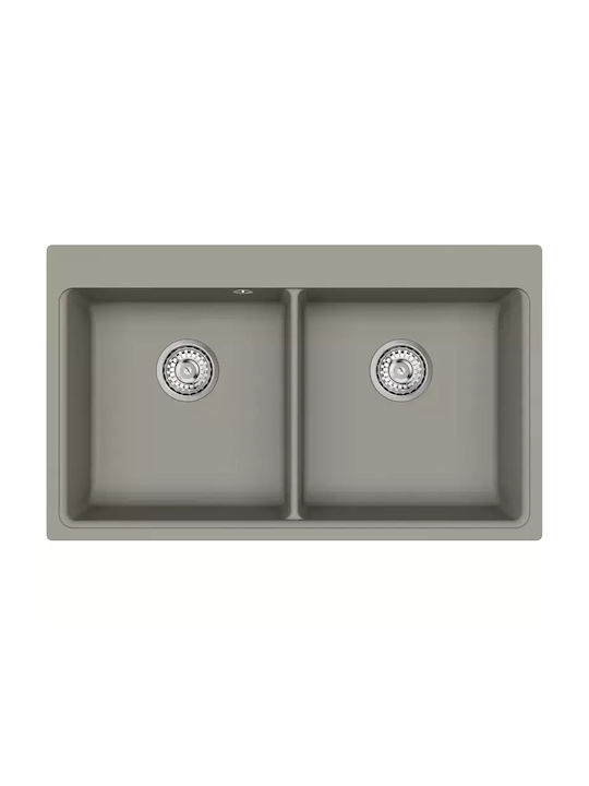 Helika Drop-In Sink Synthetic Granite W86xD51cm Gray