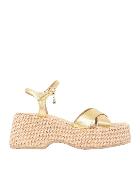 Anatomic Women's Leather Platform Shoes Gold