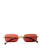 Kyme Unisex Sonnenbrille mit Gold Metall Gestell und Rot Linse SILAS 02