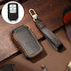 Hallmo Car Cowhide Leather Protective Key Cover Case for Honda Start 3 Buttons Black
