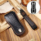 Hallmo Car Cowhide Leather Key Cover Key Case Porsche Macan 718 2021 B Style Black