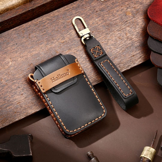 Hallmo Car Cowhide Leather Protective Key Cover Case New Volvo Black