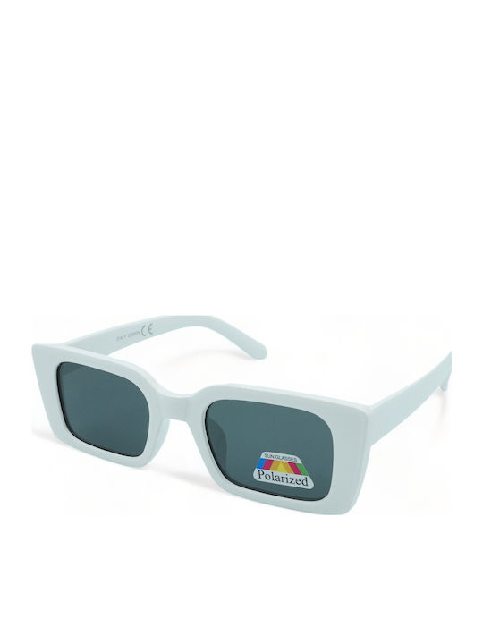 Optosquad Women's Sunglasses with White Plastic Frame and Turquoise Polarized Lens ZFW601051