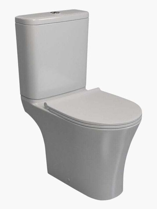 Biojet Тоалетна, стояща на пода Безръбрен с тоалетна чиния с Стройна Капак Duroplast Софт Клоуз Бяла