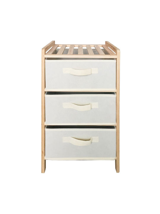 Drawers Storage Made of Wood & Fabric with 3 Drawers L32xW26xH60cm