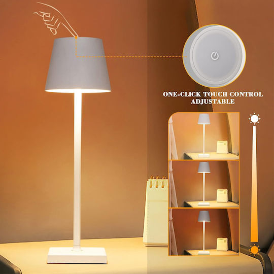 Table Lamp LED with White Shade and Base
