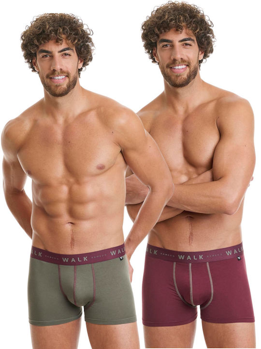 Walk Ανδρικά Μποξεράκια Γκρενά/Χακί 2Pack