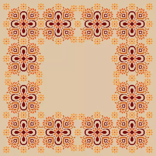 Stamped Embroidery Square "Blooming Symmetry" 100cm X 100cm 1pc