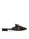 Leder Mules mit Absatz in Schwarz Farbe