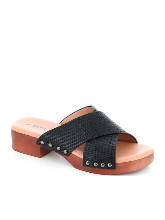 B-Soft Mules με Χοντρό Χαμηλό Τακούνι σε Μαύρο ...