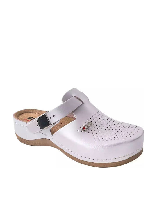 Leon Med 900 Damen Leder Clogs Beige