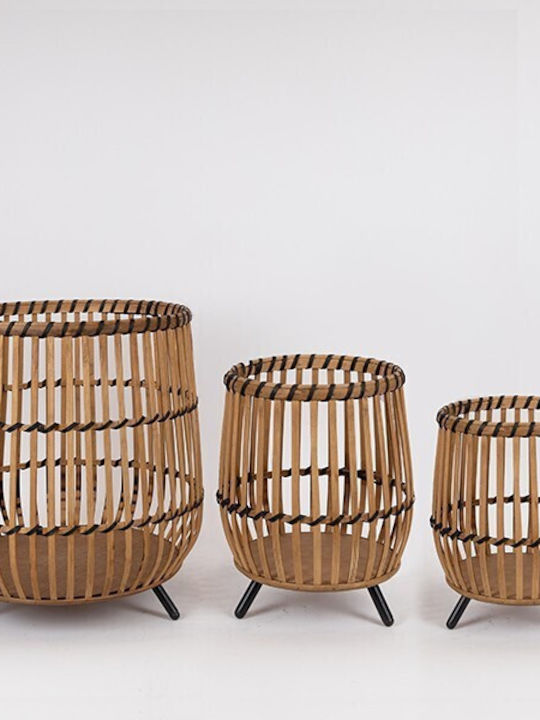 Set Coșuri Decorative Din Paie Bej 42x42x46cm 3 Bucăți