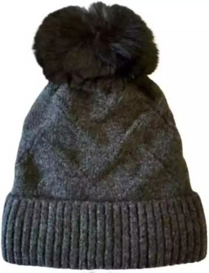 Pom Pom Beanie Beanie Knitted in Black color