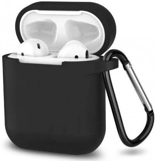 Case Case Silicone with Hook in Black color for Apple AirPods 1 / AirPods 2