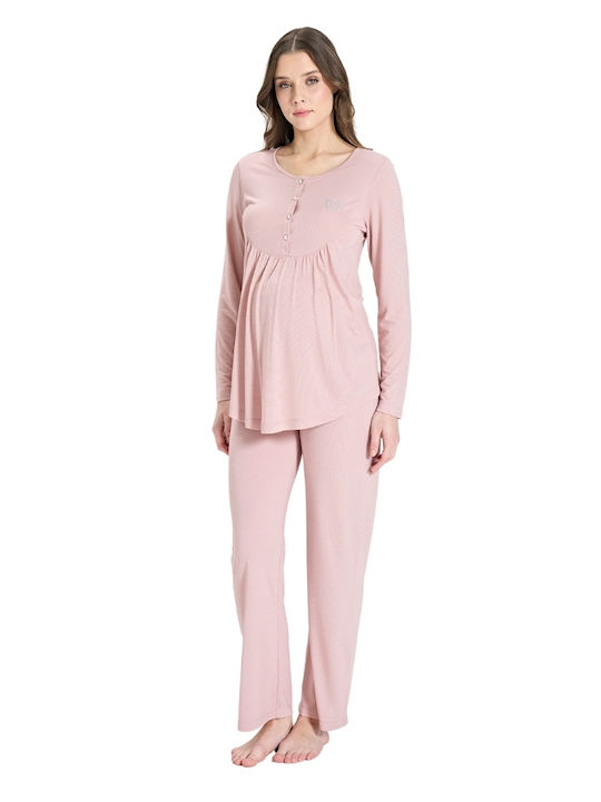 Pijadore Maternity Pajama Set & Nursing Pink