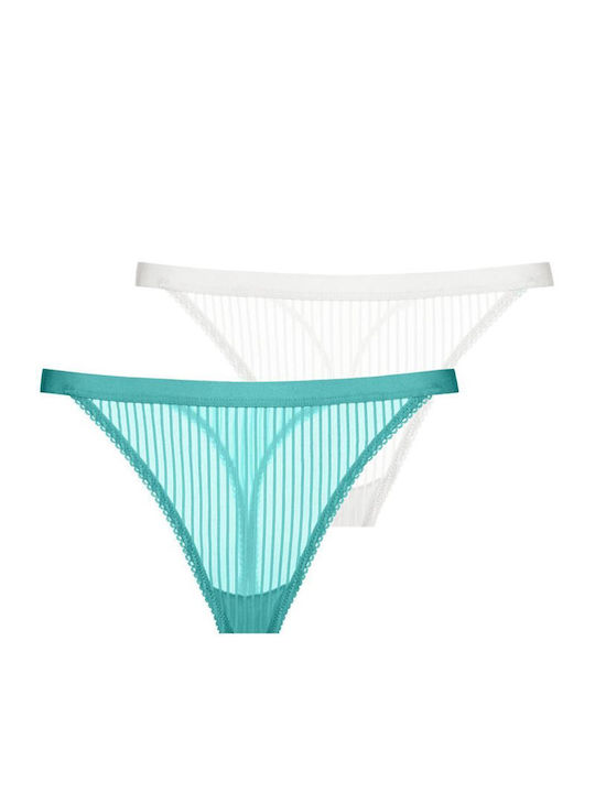 Dorina Γυναικεία String 2Pack Πράσινο-ιβουάρ