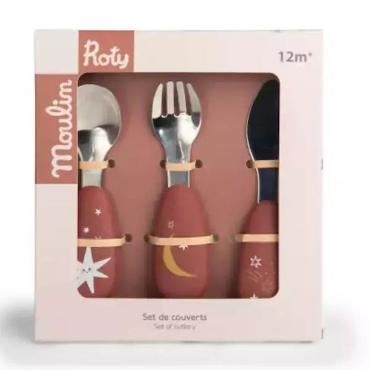 Moulin Roty Baby Cutlery Set made of Silicone for 9+ months Red 3pcs