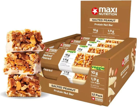 MaxiNutrition Protein Nut Bar Μπάρες με 22% Πρωτεΐνη & Γεύση Salted Peanut 12x46gr