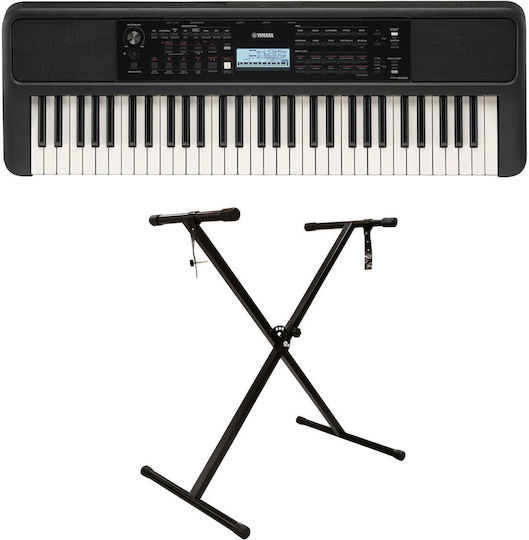 Yamaha Keyboard PSR-E383 with 61 Keys with Stand Black Standard