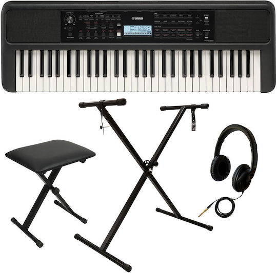 Yamaha Αρμόνιο PSR-E383 με 61 Πλήκτρα με Βάση, Ακουστικά και Σκαμπό Μαύρο Home Βundle I