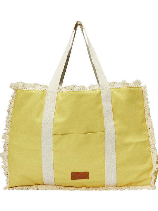 Achilleas Accessories Fabric Beach Bag with Toiletry Bag Yellow