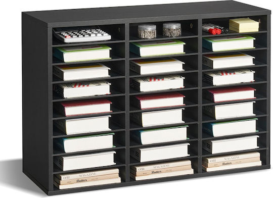 Vevor Wooden Literature Organizer 27 Θέσεων Αφαιρούμενα Ράφια Μαύρο