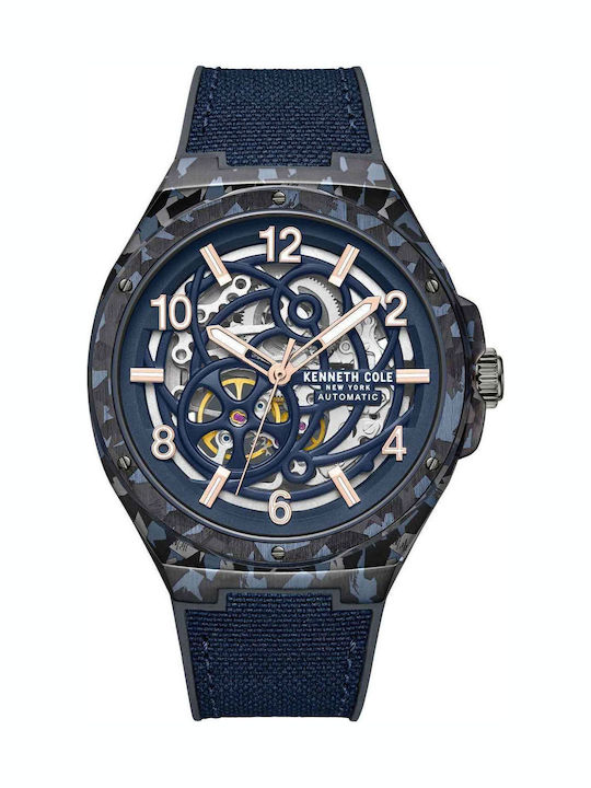 Kenneth Cole Ανδρικό Ρολόι Αυτόματο με Μπλε Υφα...
