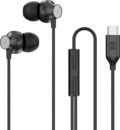 Forever Ep-02 In-ear Handsfree Ακουστικά με Βύσμα USB-C Μαύρο