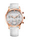 Claude Bernard Women's Watch Chronograph with White Leather Strap