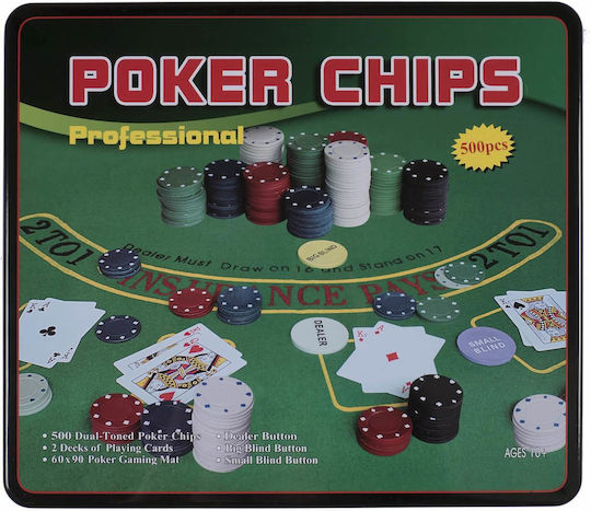 Action One Set 500 Poker Chips In Metallic Box 4 G