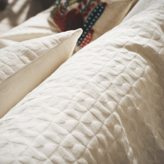 Gofis Home Eliena Ριχτάρι Τριθέσιου Καναπέ Ζακάρ 180x310εκ. Ivory 402/05