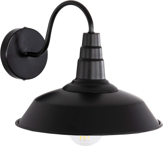 HomeMarkt DONO Leuchte Wand mit Fassung E27 Schwarz 26x18cm