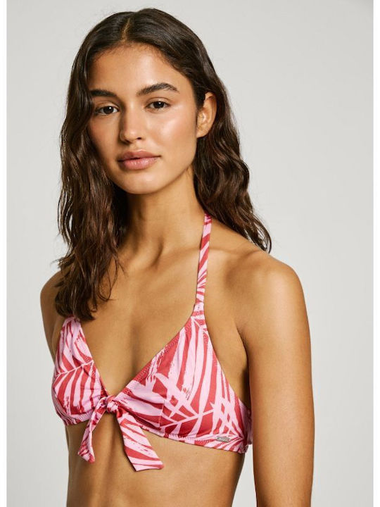 Leaf Knot Bikini Top Red