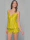 Milena by Paris Summer Satin Babydoll Lemon