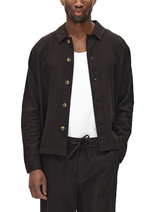 Long-sleeved Linen Shirt Black