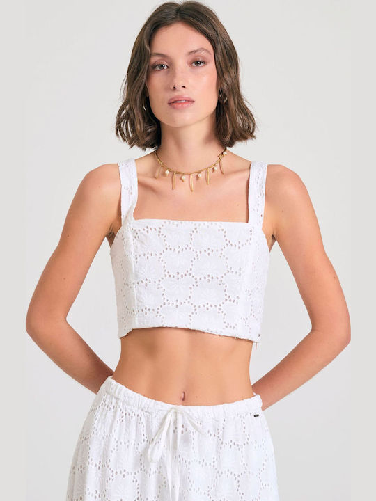 Funky Buddha Γυναικείο Crop Top Βαμβακερό Λευκό