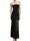Summer Maxi Evening Dress Strapless with Mesh Black
