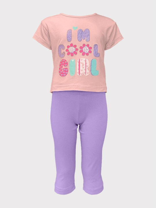 Kids' Set with Leggings Summer 2pcs Peach
