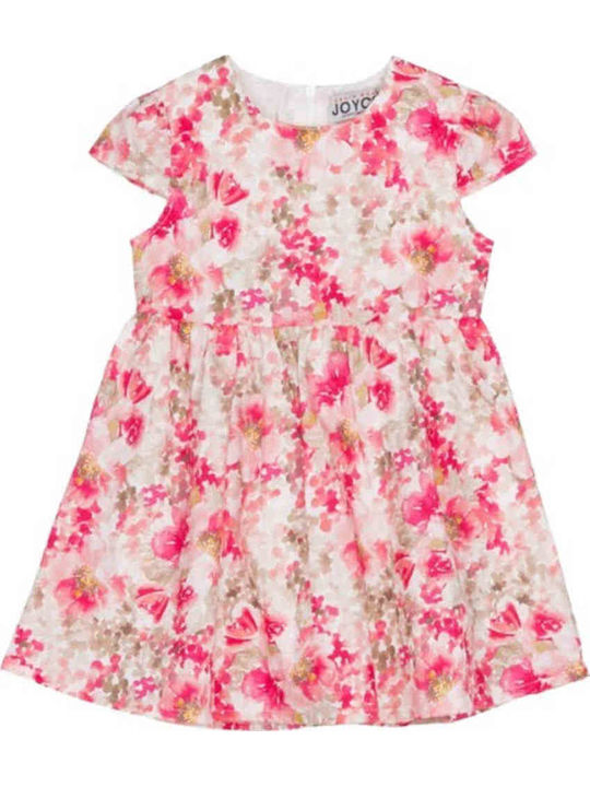 Children's Dress Short Sleeve Floral Fuchsia