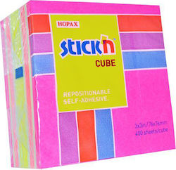 Stick N Cube Sticky Notes 76x76mm 400 Sheets Neon-Pastel Pink