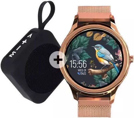 Forever ForeVive 3 SB-340 with 3W Bluetooth Speaker 43mm Smartwatch with Heart Rate Monitor (Rose Gold)