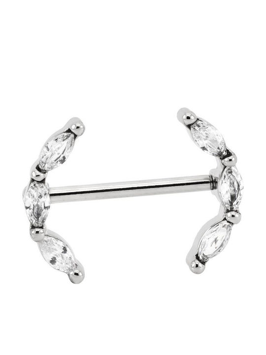 Piercing.gr Piercing Barbell Brustwarze aus Stahl 1,6mm Silber