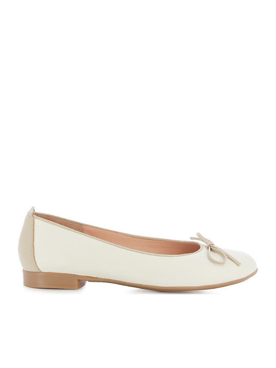 Lederne Damen Ballerinas in Beige Farbe