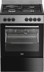 Beko Ελεύθερη με Εστίες Υγραερίου & Ρεύματος Inox FBE63131XCS Beko Ελεύθερη με Εστίες Υγραερίου & Ρεύματος Inox FBE63131XCS