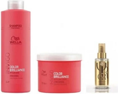 Wella Invigo Color Brilliance Set Tratamente Pentru Par Pentru Păr Vopsit Cu Șampon Mască Și Ulei 3 Bucăți