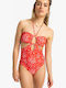 Swimsuit With Cutouts And Removable Padding Floral Poppy Red