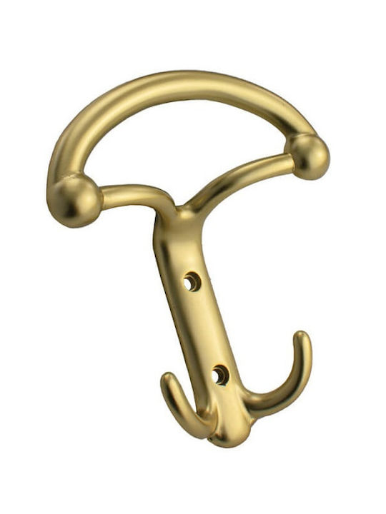 Viobrass Metal Wall Hanger 3 Hooks Gold 10.7x12.3cm