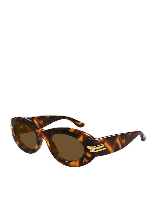 Bottega Veneta Damen Sonnenbrille mit Braun Schildkröte Kunststoff Gestell und Braun Linse